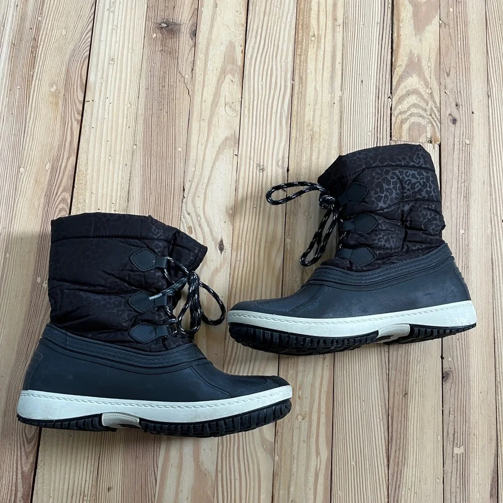 Pajar Canada‎ Kids 5Y Waterproof Snow Boots Black Leopard Print -40C Rated EU 37
